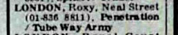 The Roxy Newspaper Advery 1977